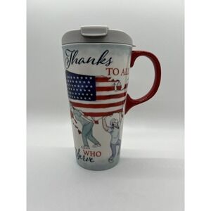 Cypress Home Thanks to All Who Service Doctors Nurses Ceramic Travel Mug w/ Lid